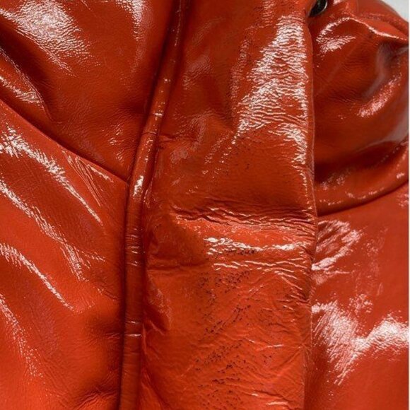 Lita by Ciara Patent Leather Puffer Coat Limited Edition Orange Fiesta Sz Small - Picture 13 of 15